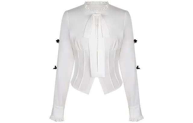 花铃太太 新款学院风甜美设计感长袖衬衫 女款 白色