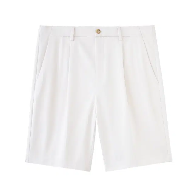 丹宁哲学 直筒单褶时尚百搭纯色五分休闲短裤 男款