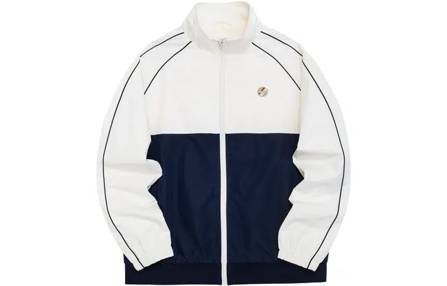 鸿星尔克 网球系列 撞色休闲简约立领夹克 春秋冬 女款 冰川白