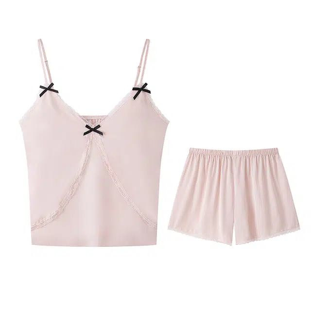 顶瓜瓜 带胸垫吊带三分裤舒适简约休闲两件套家居服睡衣套装 女款 图片色