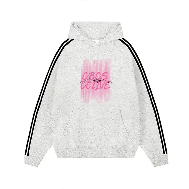 草本初色 宽松品牌字母无性别主义三条杠插肩长袖卫衣 男女同款