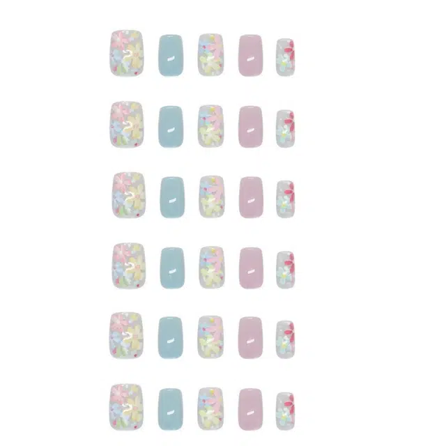 馨枕居 春日清新小花猫  穿戴甲 方圆粉色晕染