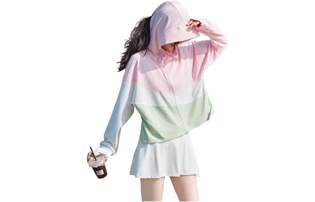 【dme】 拼色薄款宽松拉链休闲长袖夹克外套 女款 浅粉红