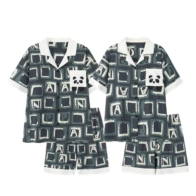 俏韵 薄款休闲舒适透气外穿家居服睡衣套装 男女同款