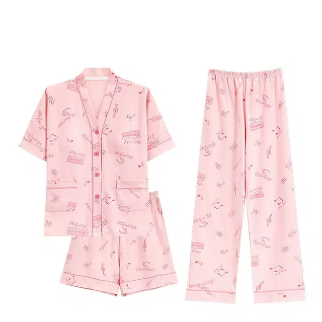 俏韵 休闲时尚百搭短袖家居服可外穿睡衣套装 女款 粉色