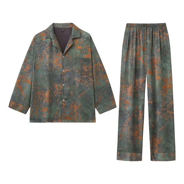 好福份 复古风轻奢休闲时尚长袖长裤家居服睡衣套装 男款 图片色