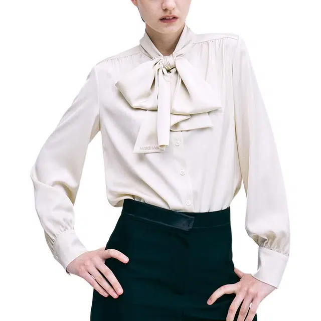 MARDI MERCREDI FW24 BLOUSE TIE NECK_CREAM