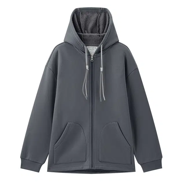 佐丹奴 加绒保暖双色抽绳连帽针织落肩长袖夹克外套 女款