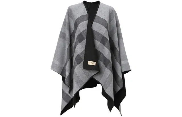 Burberry FW22 Wool Reversible Poncho Jacket Charcoal