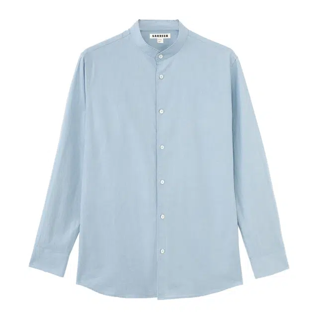 丹宁哲学 宽松日常百搭纯色时尚舒适长袖衬衫 男款 牛仔蓝