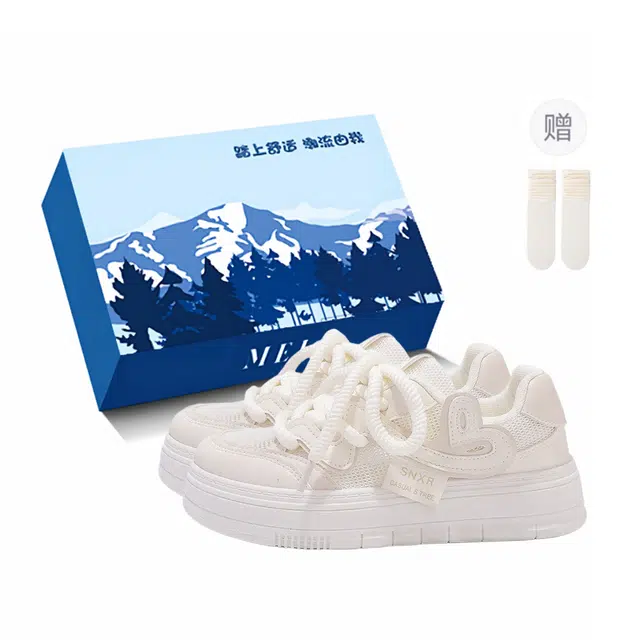 小鹿米利 网布 时尚潮流 防滑透气 低帮 板鞋 女 白色