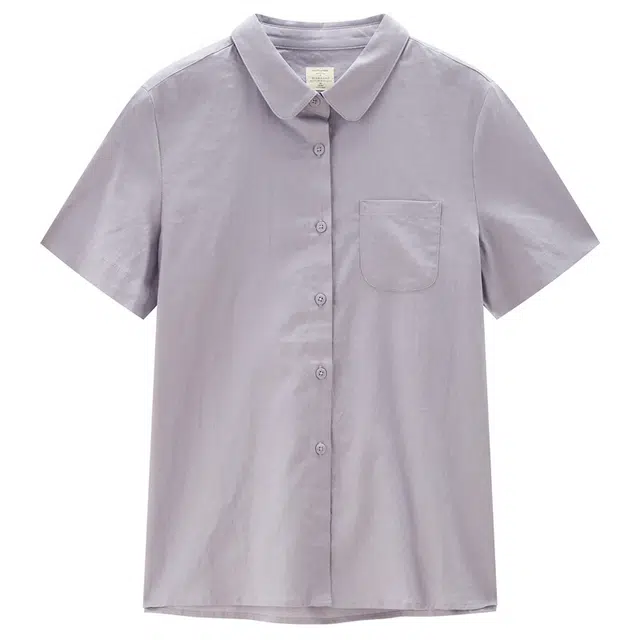 佐丹奴 休闲简约口袋装饰短袖衬衫 女款