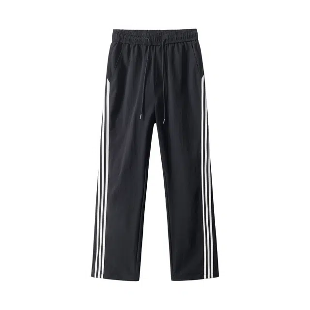 帝狼牛 美式舒适纯色时尚百搭运动系带直筒休闲裤 男女同款