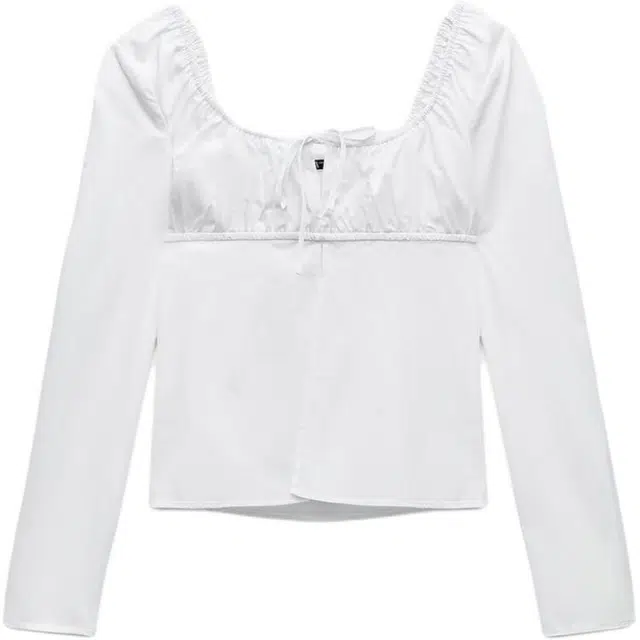 ZARA Square Neck Bow Shirt