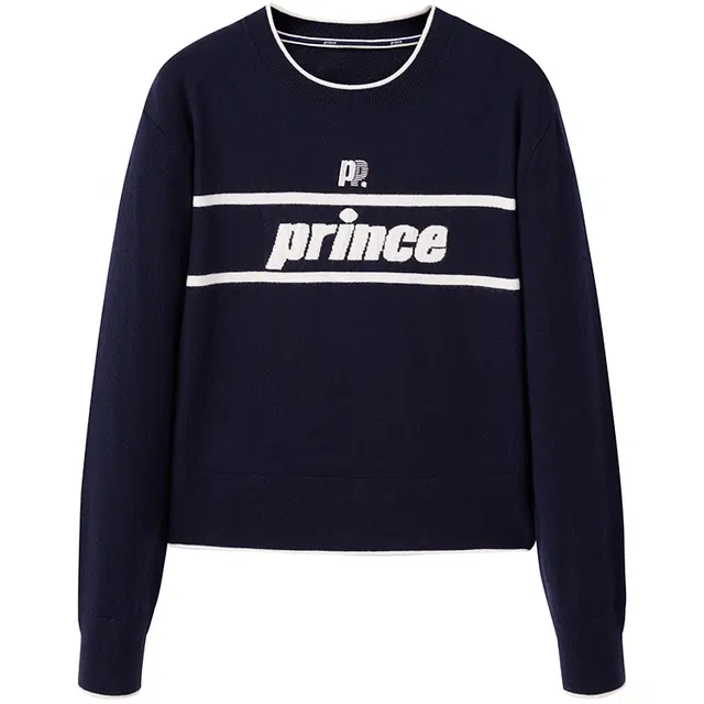 太平鸟 短款圆领字母印花舒适通勤针织衫 女款 藏青