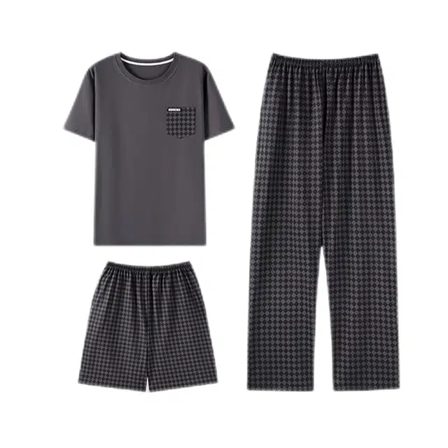 潞优野 凉感短袖长裤家居服睡衣套装 男款