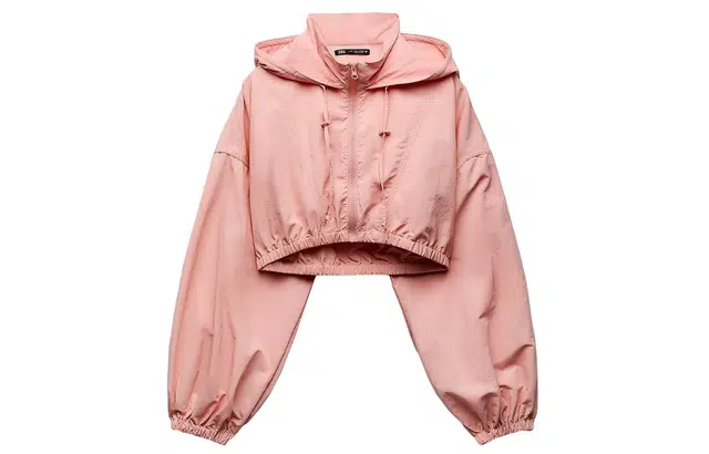 ZARA Short Hoodie Jacket Rose Red