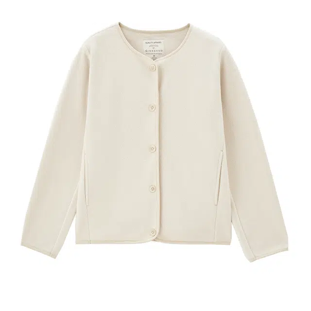 佐丹奴 摇粒绒针织简约圆领休闲夹克外套 女款