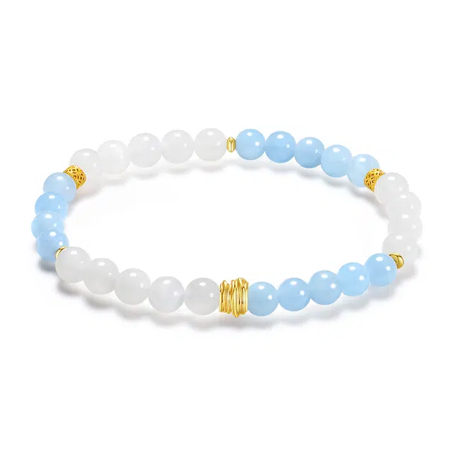 【普陀山官方已过香】 普陀山文创 精致小众设计黄阿赛招财进宝转运珠细腻质感蓝珠能量加持事事顺利#好运 黄水晶 手串 男女同款情侣款