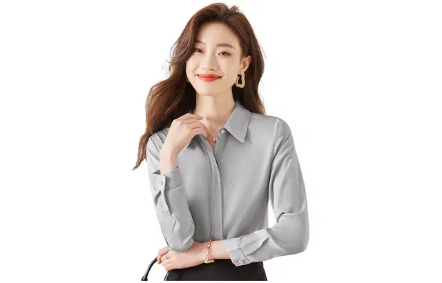 唐娜姿兰 纯色常规袖长袖衬衫 女款