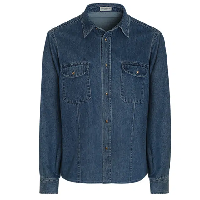 小小拉 美式复古水洗牛仔宽松长袖衬衫 女款