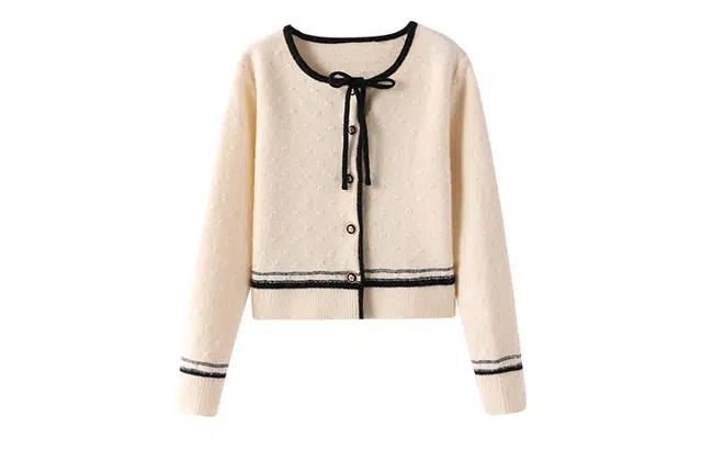 花栗鼠小姐 法式复古撞色上衣针织衫 女款 山茶蝴蝶