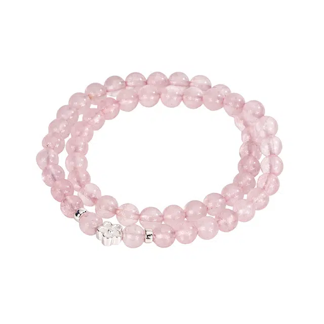 金大福 爱情美满粉晶桃花叠戴串珠 甜美温柔浪漫梦幻气质 轻奢小众设计感百搭 能量磁场手饰 #好运 粉水晶 手串 女款