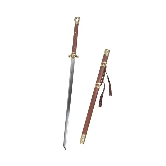 天字号 天煞环首唐刀 花纹钢刃龙泉刀剑黄铜装酸枝木鞘摆件未开刃 成品模型