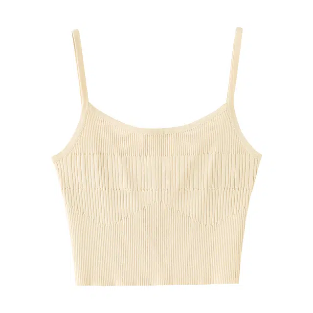 花栗鼠小姐 馥芮白套组 日常休闲百搭通勤风坑条层次感紧身遮肉显瘦纯色吊带 女款