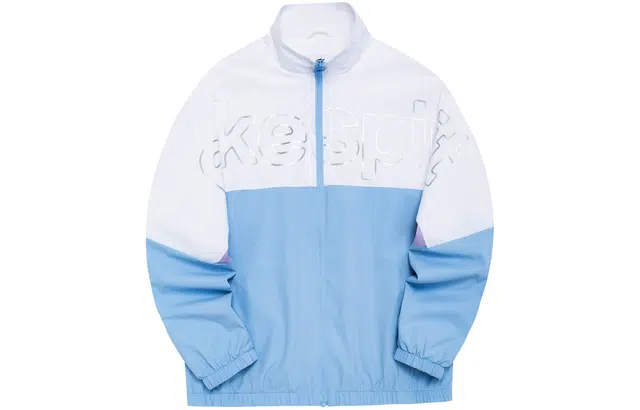 鸿星尔克 生活系列 拼接字母印花休闲夹克 女款 轻语蓝