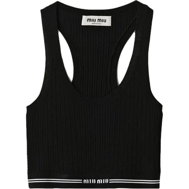 Miu Miu Logo Sleeveless Top Black