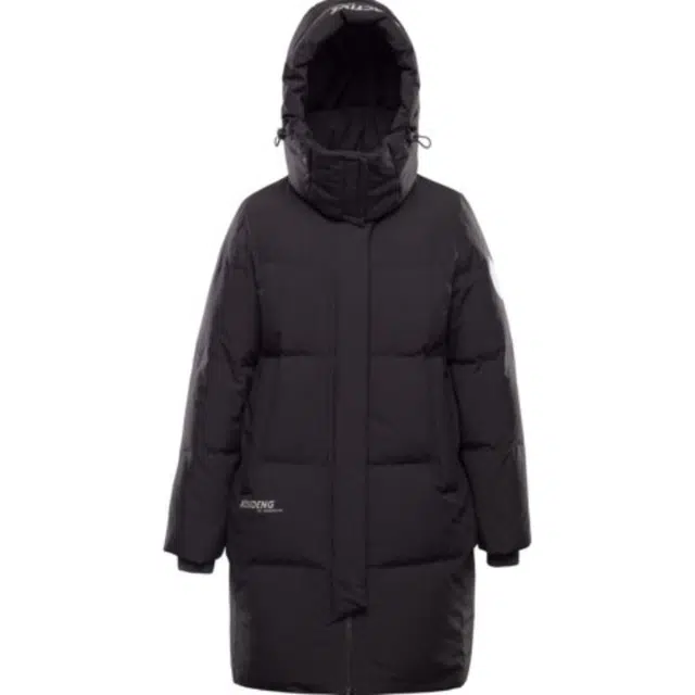 波司登 时尚运动系列保暖防风纯色可脱卸帽宽松纯色中长款羽绒服 女款 新年红