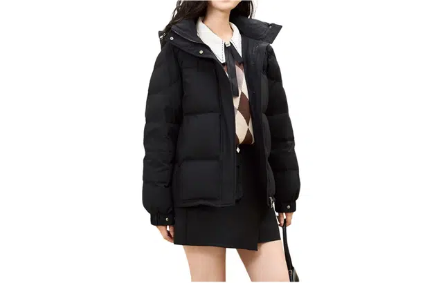 雅鹿 纯色拉链连帽长袖羽绒服 女款