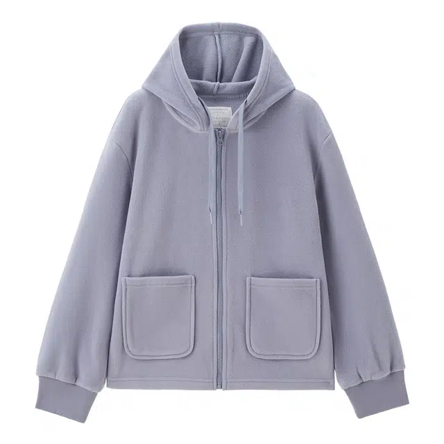 佐丹奴 连帽针织休闲时尚纯色长袖夹克外套 女款