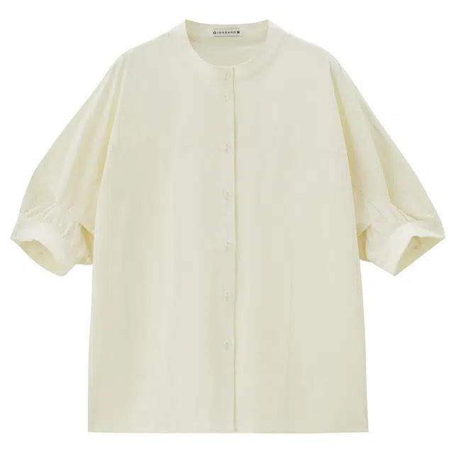 佐丹奴 梭织小立领灯笼袖休闲短袖衬衫 女款 浅杏