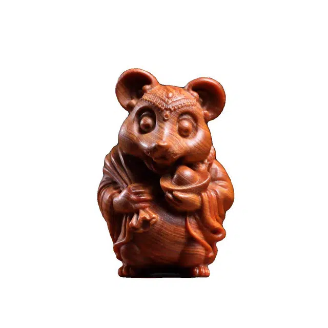 天纵 鼠你有钱 雕刻招财鼠来宝文玩  八方来财 聚财纳福 崖柏 摆件 男女同款情侣款