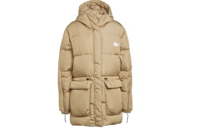 adidas Originals Adjustable Waist Hooded Down Jacket Light Khaki