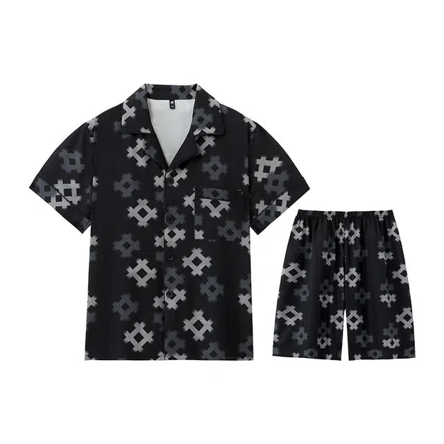 好福份 时尚薄款短袖休闲家居服可外穿睡衣套装 男款 图片色