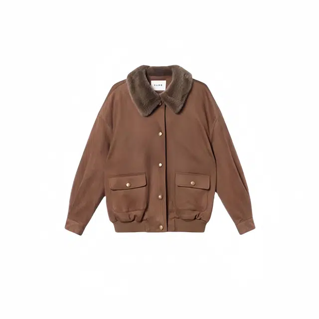 木清清 宽松复古简约翻领夹克外套 女款 深咖色