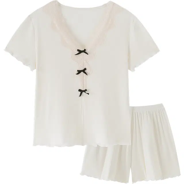 顶瓜瓜 字母甜美简约休闲家居服可外穿睡衣套装 女款 图片色