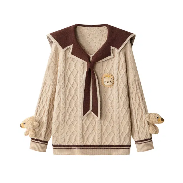 红蜻蜓 海军领落肩袖宽松针织衫 女款