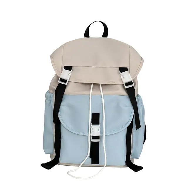 笛贝嘉 韩版小众撞色大容量高级感 尼龙 双肩包 男女同款情侣款 多色