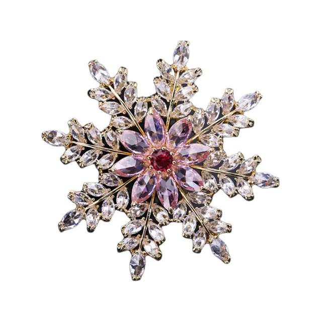 山一丸 新时尚雪花简约锆石外套个性质配饰 铜 胸针 女款
