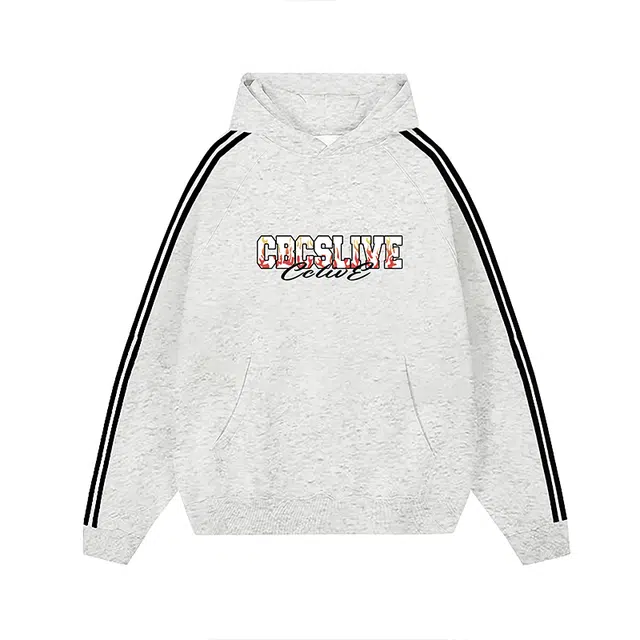 草本初色 连帽插肩袖舒适通勤时尚字母印花卫衣 男女同款