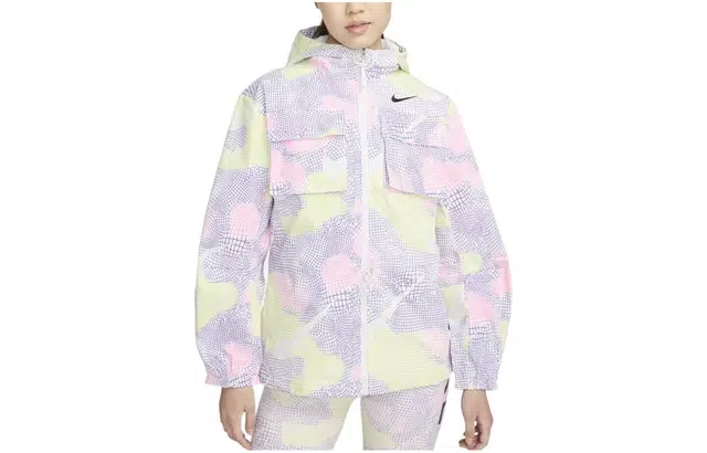 Nike x Serena Williams Logo Print Colorblock Hoodie Jacket Fluorescent Yellow