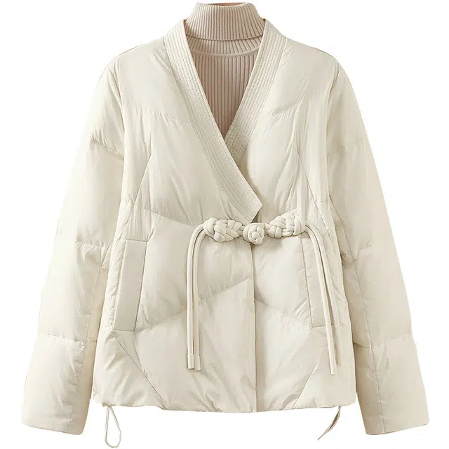 她池  新中式气质舒适百搭  含羽绒外套  女款  米色