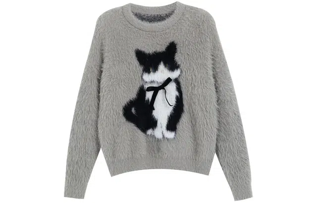 柏黛妃 百搭圆领时尚针织衫 女款 灰色