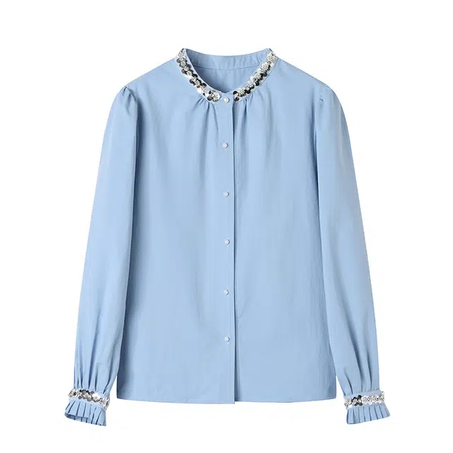 曲韩 纯色简约舒适休闲长袖衬衫 女款