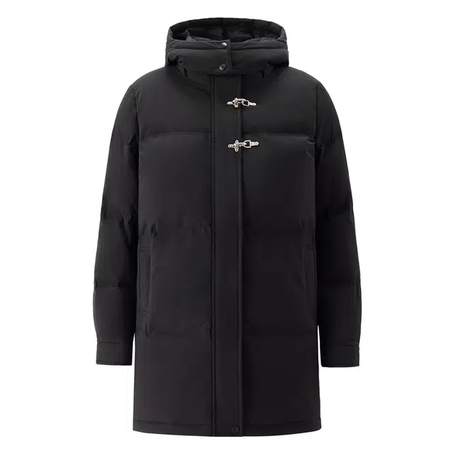 佐丹奴 飞机扣可卸帽梭织中长款舒适羽绒服 女款