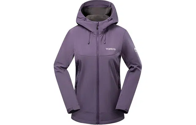 探路者 防风保暖连帽软壳加绒夹克外套 女款 熏衣紫